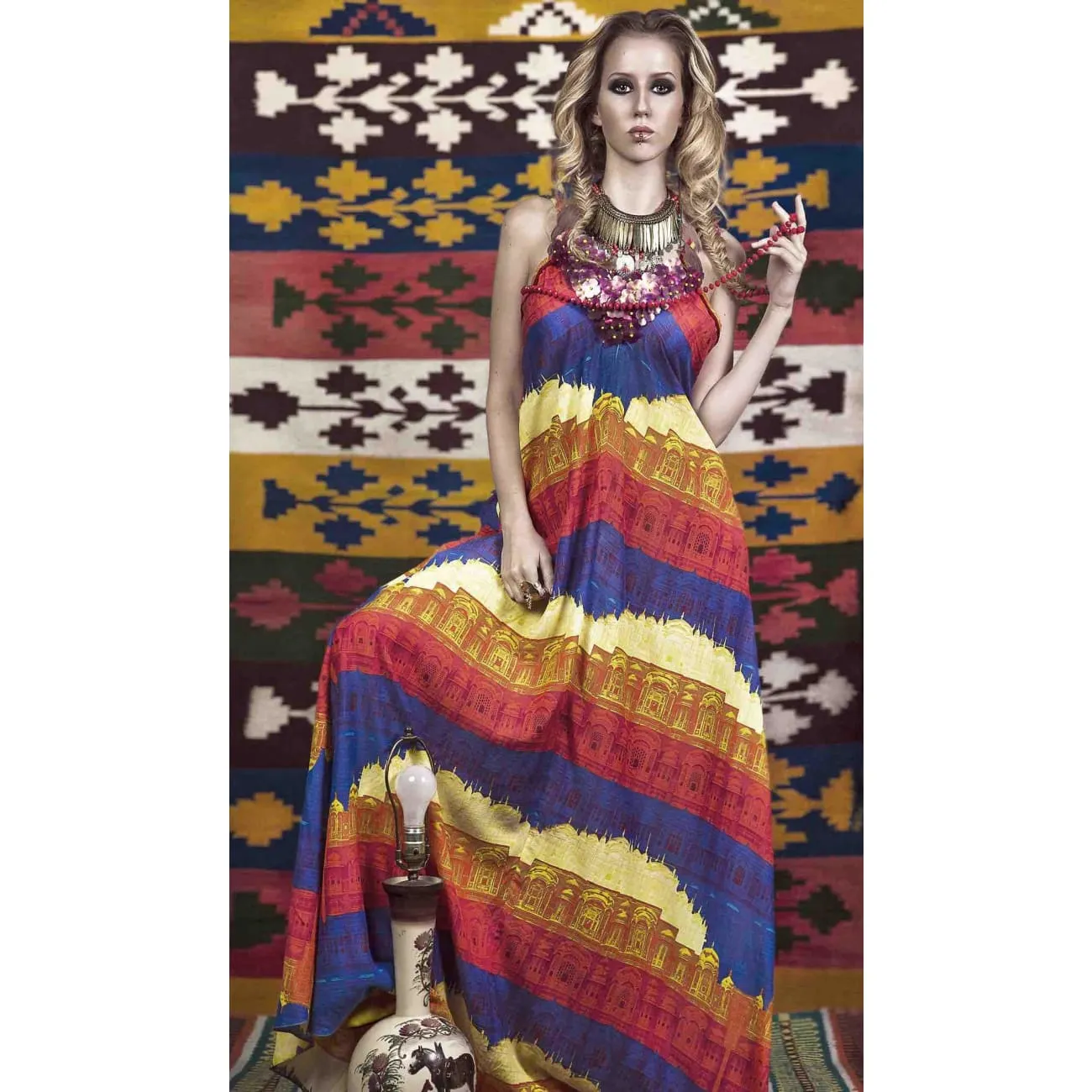 Renny Rainbow Stripes Maxi Dress
