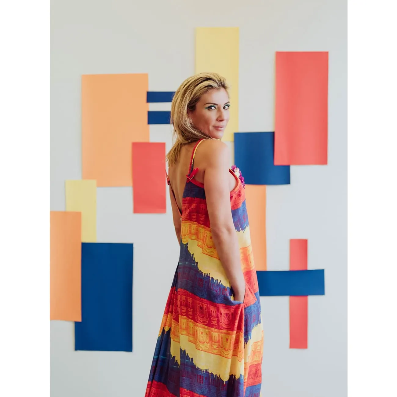 Renny Rainbow Stripes Maxi Dress