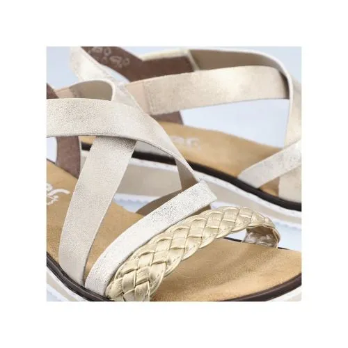 Rieker Ladies V3663-90 Metallic Gold Sandals