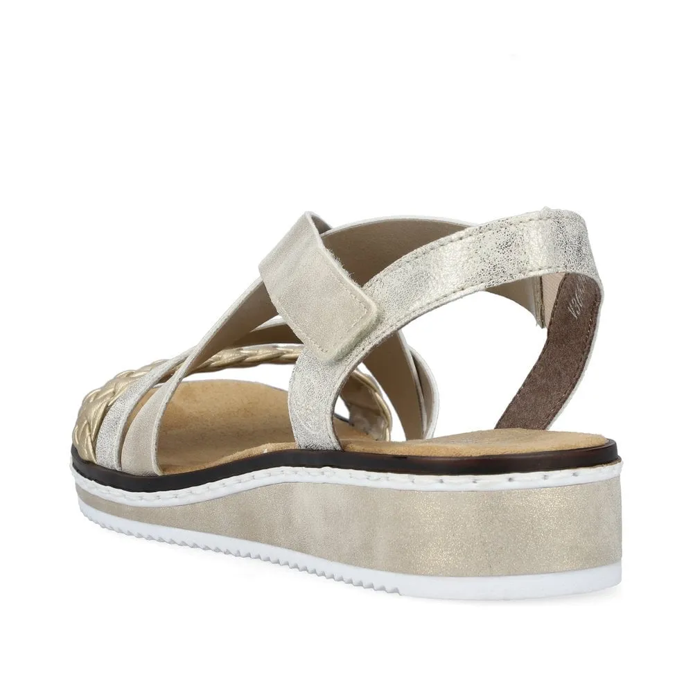 Rieker Ladies V3663-90 Metallic Gold Sandals