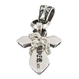 Rocker Cross Sterling Silver Pendant Necklace