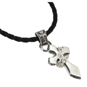 Rocker Cross Sterling Silver Pendant Necklace