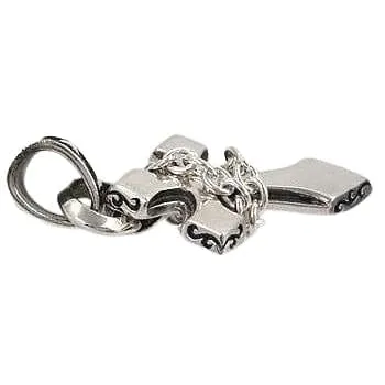 Rocker Cross Sterling Silver Pendant Necklace