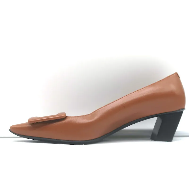 Roger Vivier Belle Vivier Kitten Heel Pumps Brown Leather Size 35.5