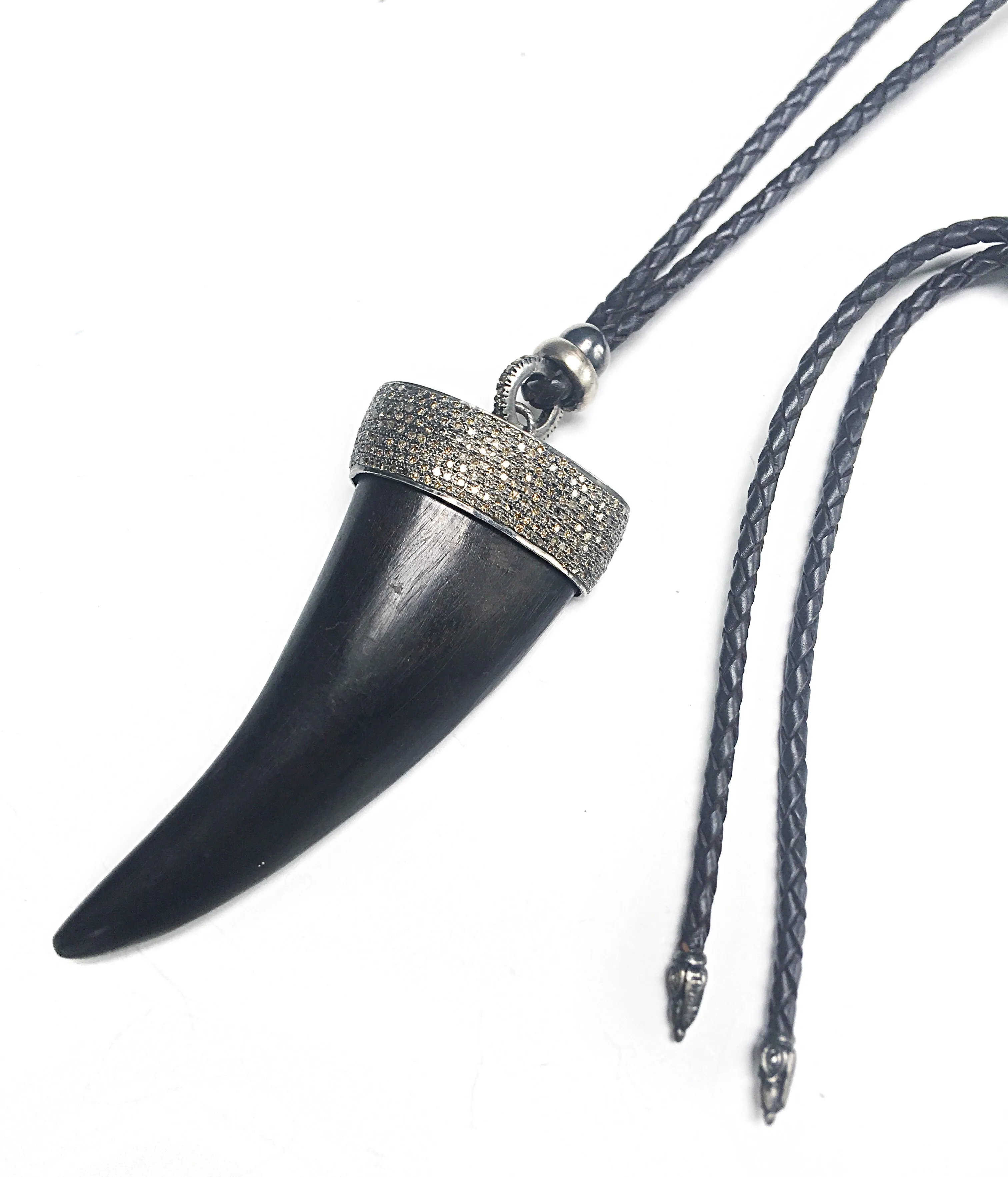 Rose Cut Diamond Horn Pendant Necklace