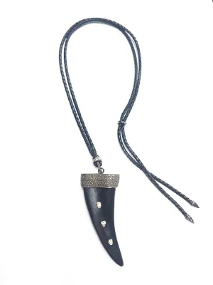 Rose Cut Diamond Horn Pendant Necklace