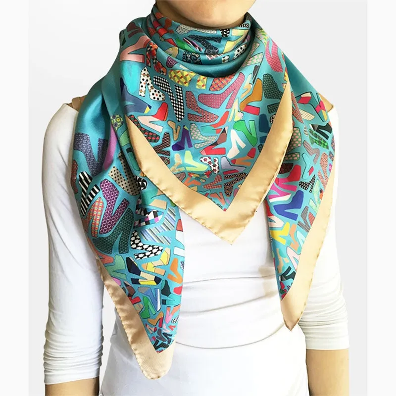 ROSSELLARAMA "PUMPS" 100% SILK TWILL SCARF (Blue or Black)