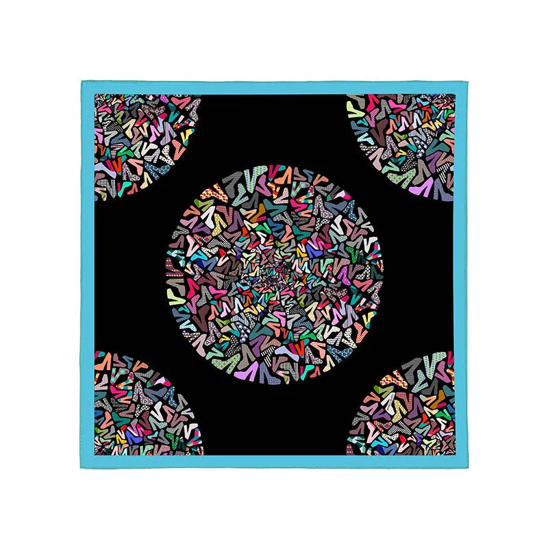 ROSSELLARAMA "PUMPS" 100% SILK TWILL SCARF (Blue or Black)