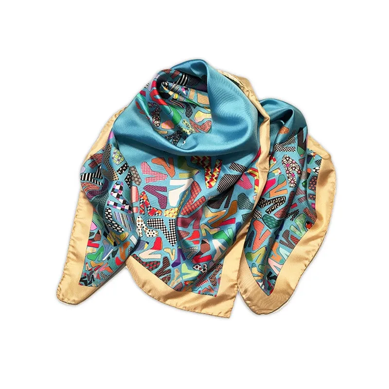 ROSSELLARAMA "PUMPS" 100% SILK TWILL SCARF (Blue or Black)
