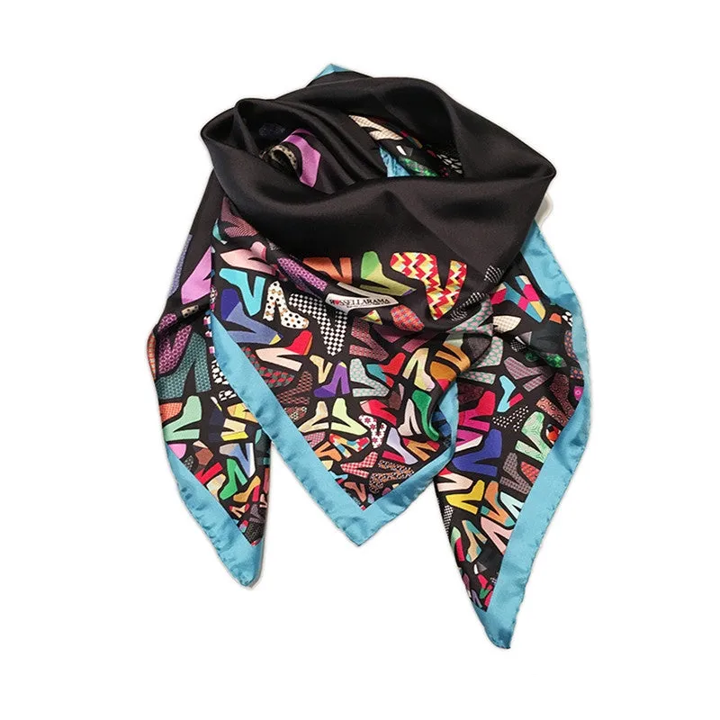 ROSSELLARAMA "PUMPS" 100% SILK TWILL SCARF (Blue or Black)