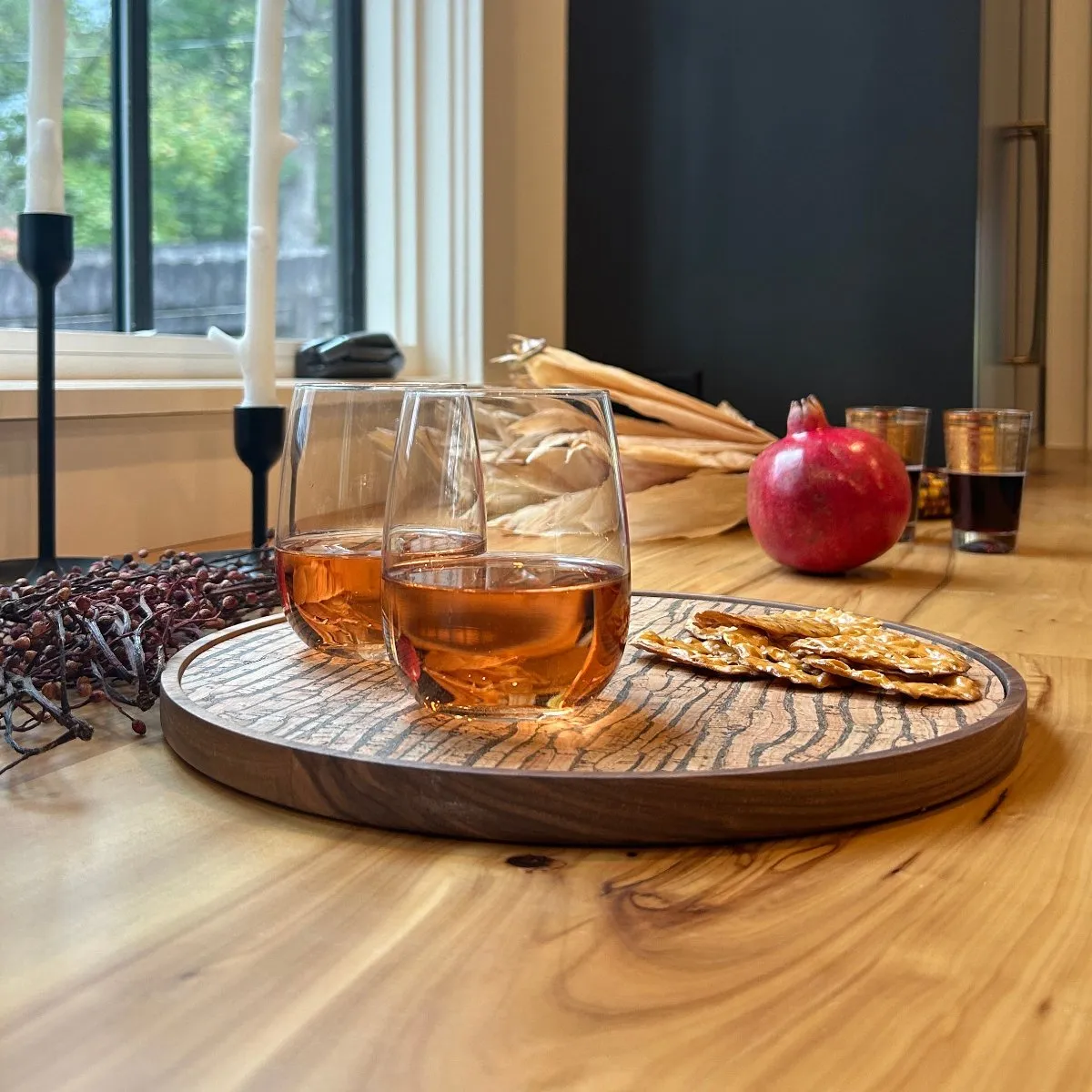 Round Wood and Cork Bar Tray | Bark Tray