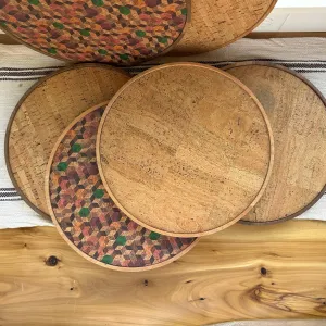 Round Wood and Cork Bar Tray | Bark Tray