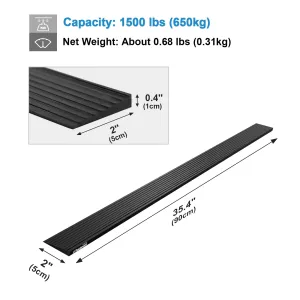 Ruedamann® Solid Rubber Threshold Ramp 35.4" Wide Non-Slip Wheelchair Ramp