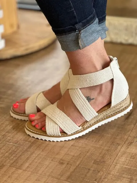 Sadie White Crisss-Cross Sandals