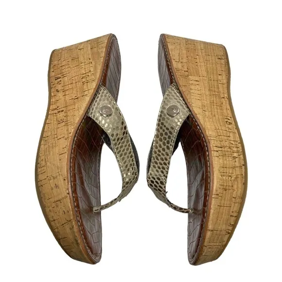 SAM Edelman Women’s Tan Cork Wedge Sandler Flip-Flop, Size 7.5M