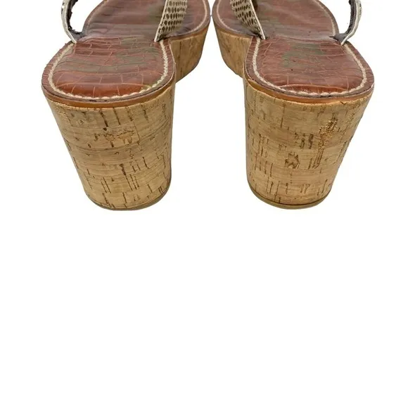 SAM Edelman Women’s Tan Cork Wedge Sandler Flip-Flop, Size 7.5M