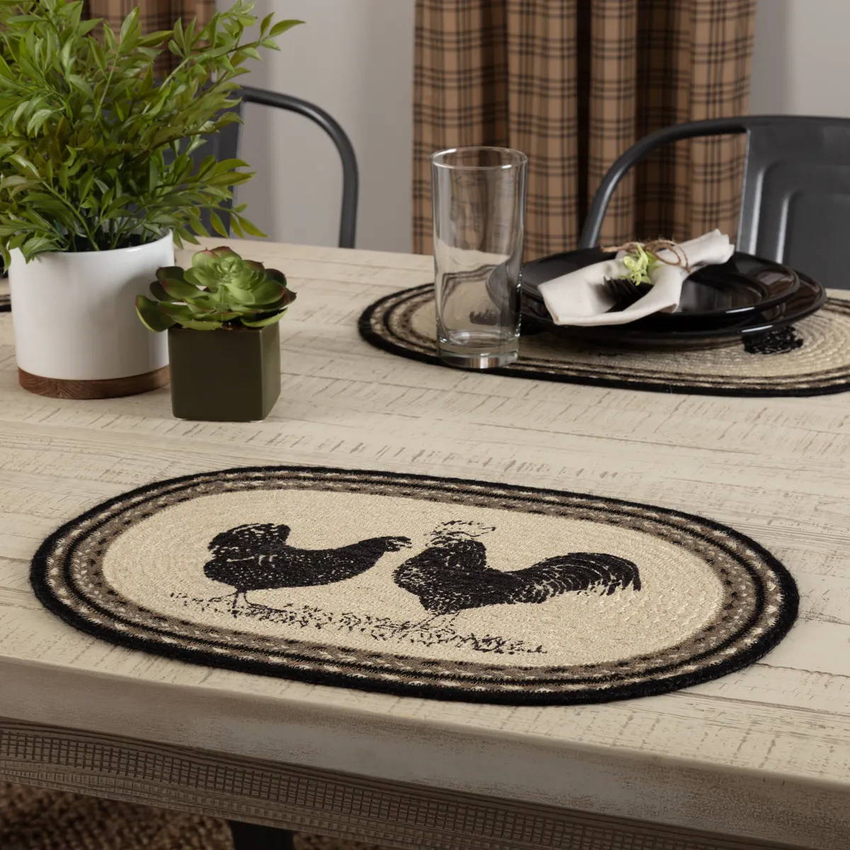 Sawyer Mill Charcoal Poultry Jute Placemat (Set of 6)