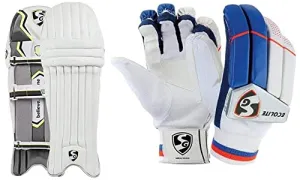 SG Campus Batting Leg Guards, Adult (Assorted)&SG ecolite Adult Cricket Batting Gloves (Colour May Vary)