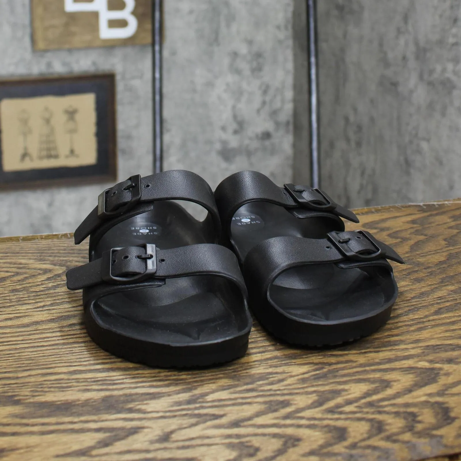 Shade & Shore Women's Neida EVA Two Band Footbed Slide Sandals 86509392 Black 9M