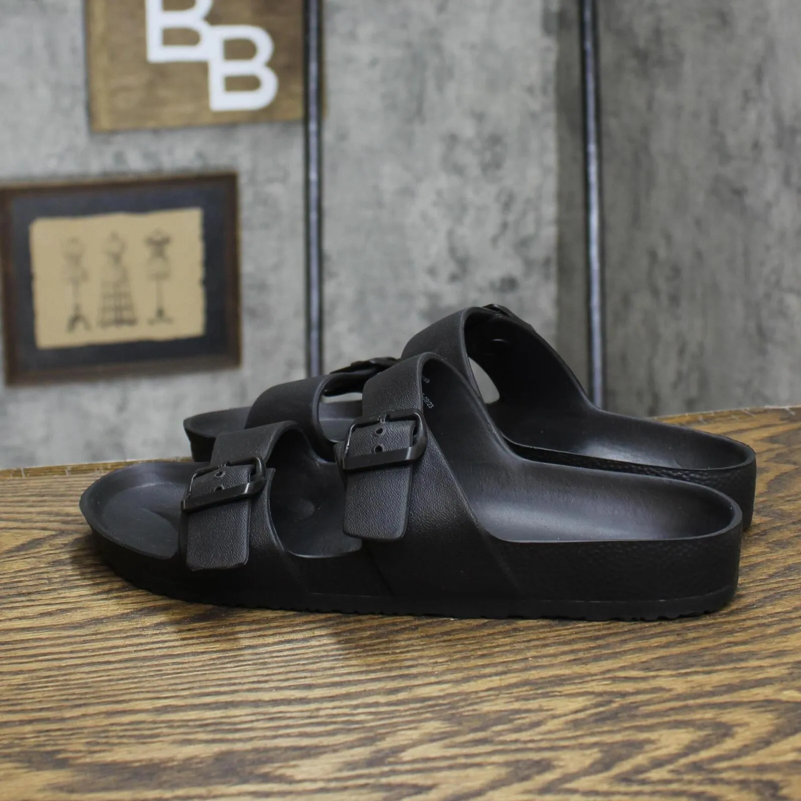 Shade & Shore Women's Neida EVA Two Band Footbed Slide Sandals 86509392 Black 9M