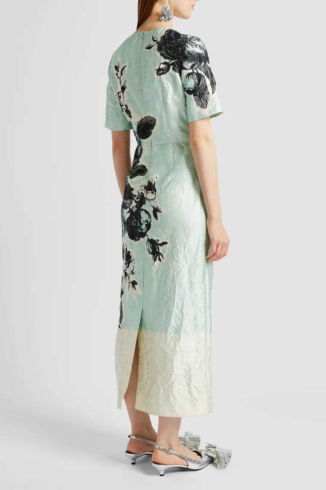Short Sleeve Midi Dress | Violetta Etching Duck Egg