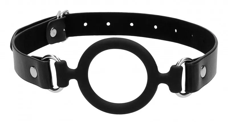 Silicone Ring  With Adjustable Bonded Leather  Staps - Black