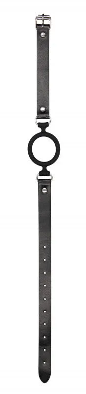 Silicone Ring  With Adjustable Bonded Leather  Staps - Black