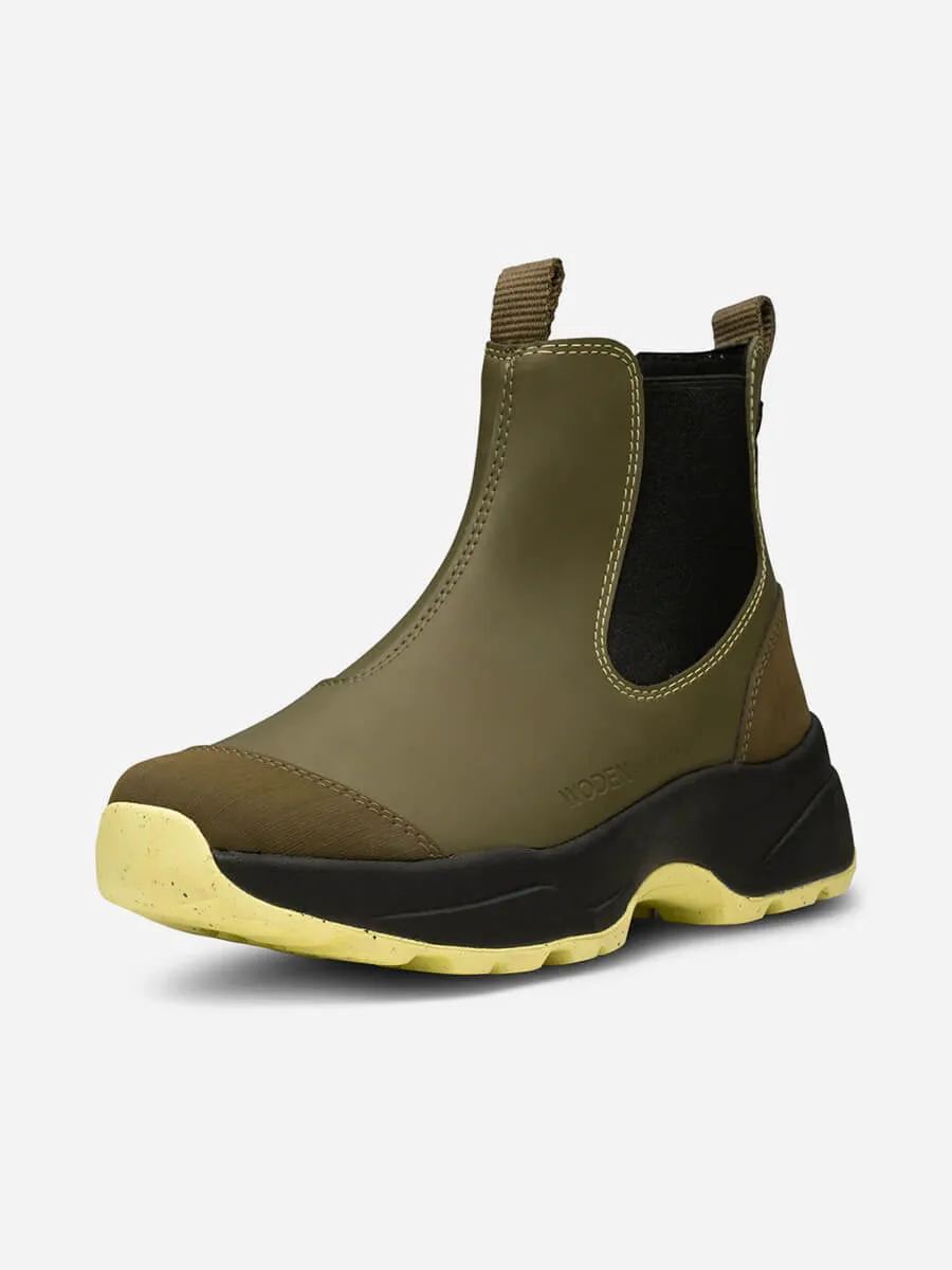 Siri Waterproof Boots - Dark Olive/Pale Lime
