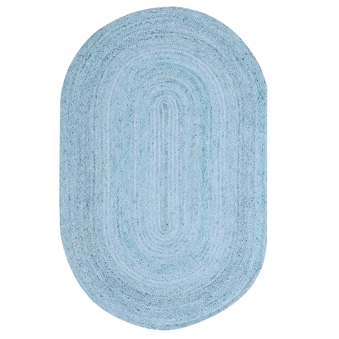 Sky Blue Elongated Oval Jute Rug