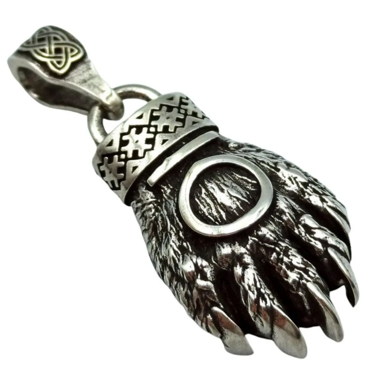 Slavic Bear paw silver pendant