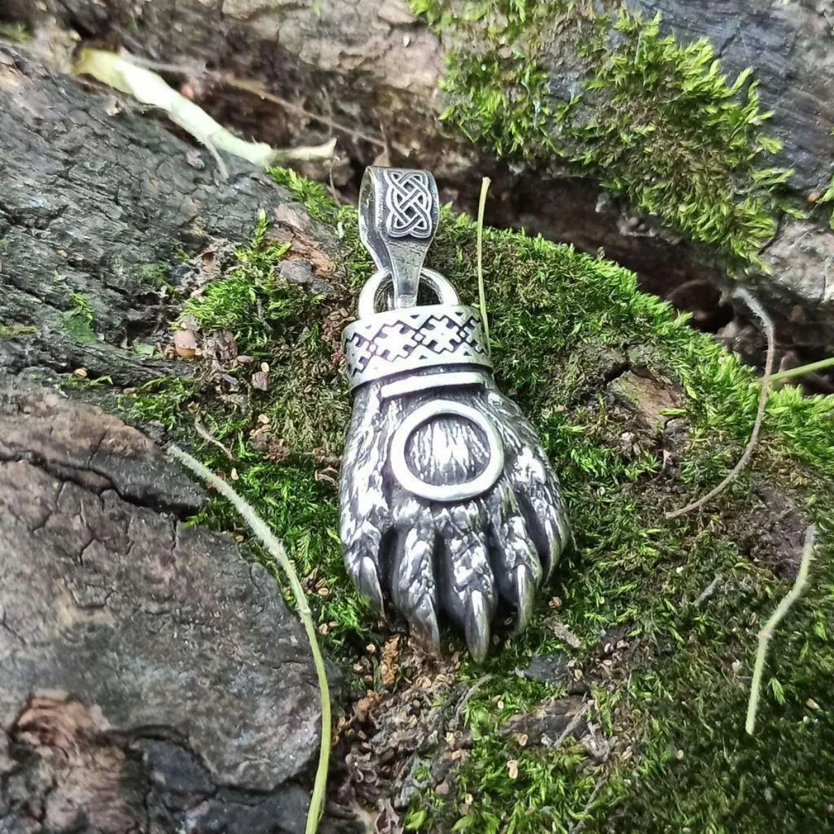 Slavic Bear paw silver pendant