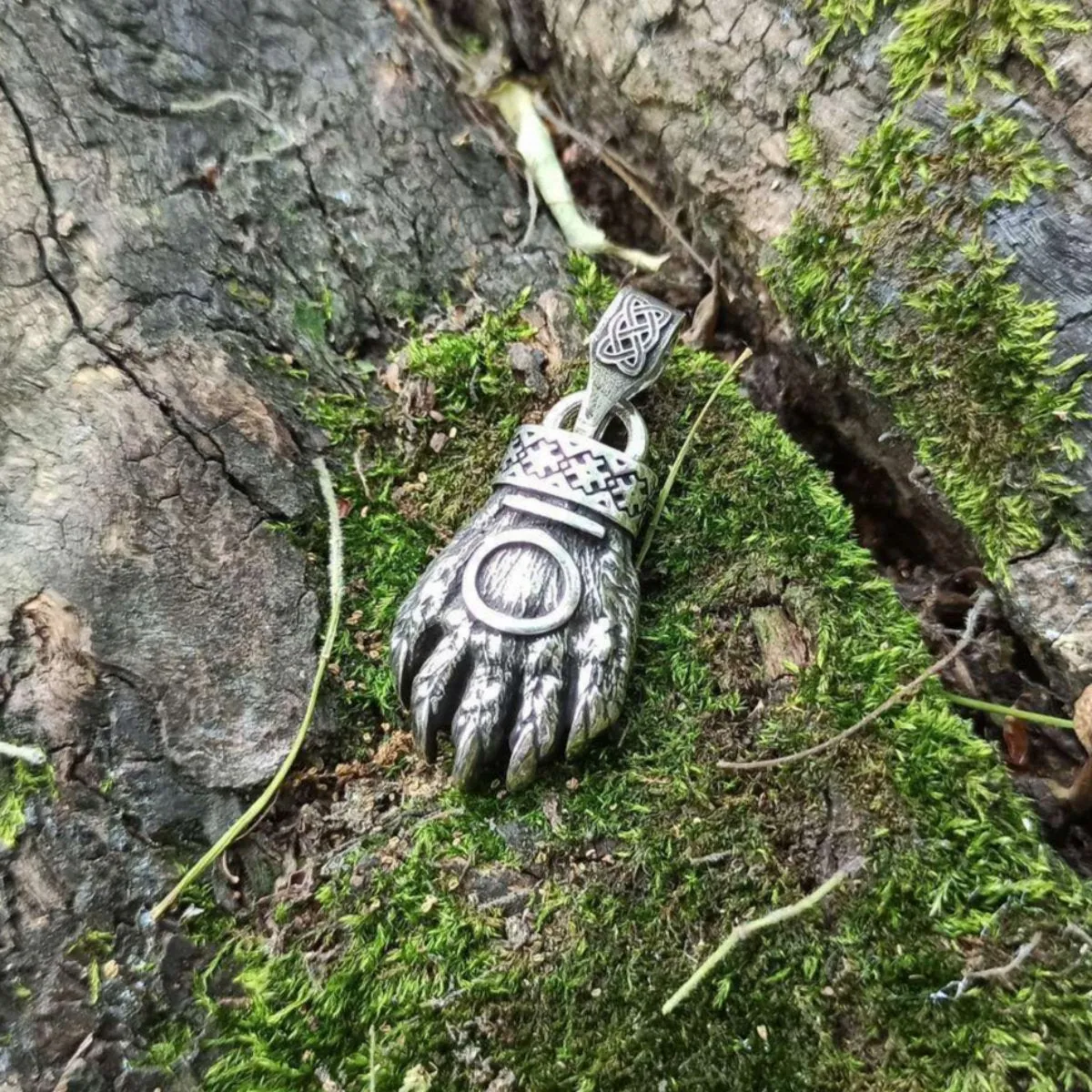 Slavic Bear paw silver pendant