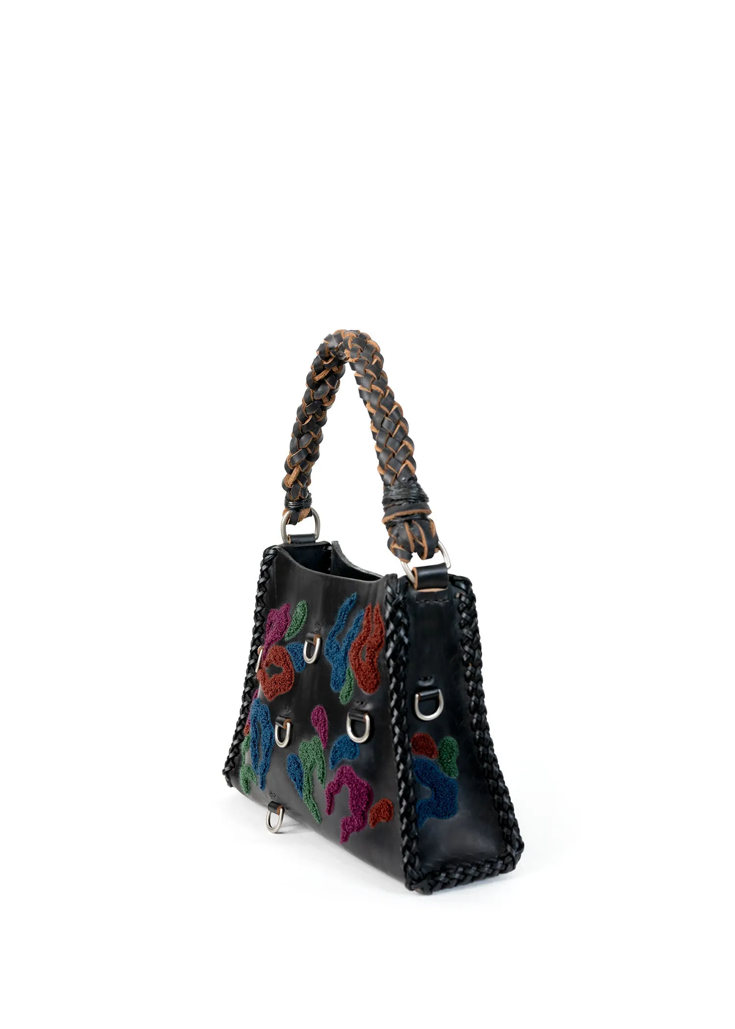 Small Embroidered Mast Pyramid Bag - Black