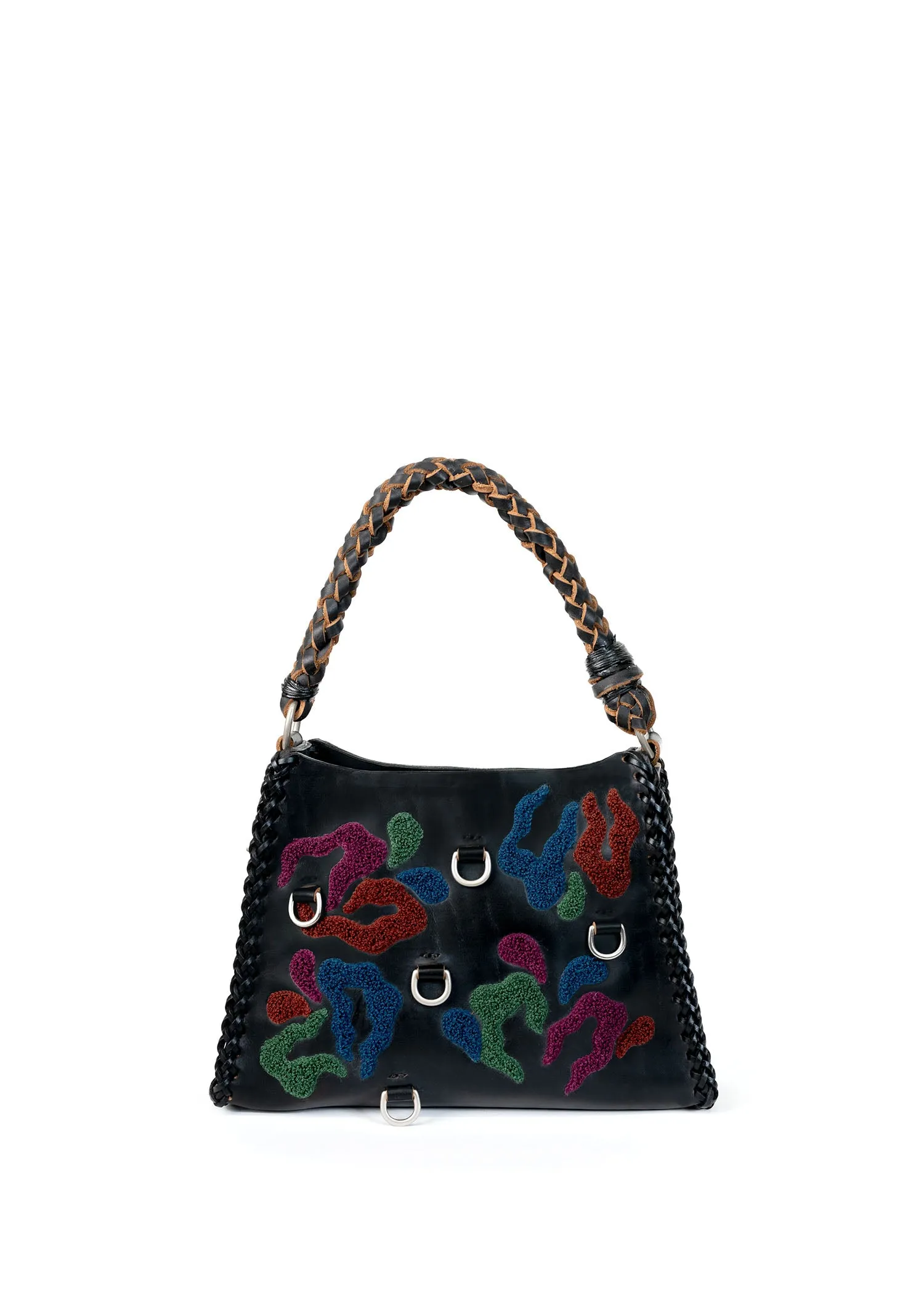 Small Embroidered Mast Pyramid Bag - Black