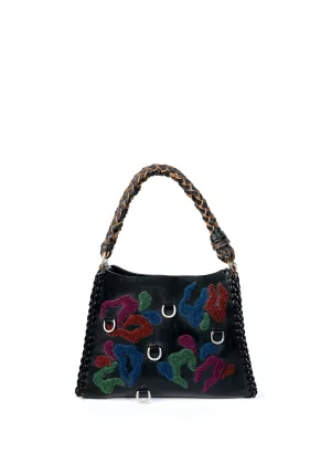 Small Embroidered Mast Pyramid Bag - Black