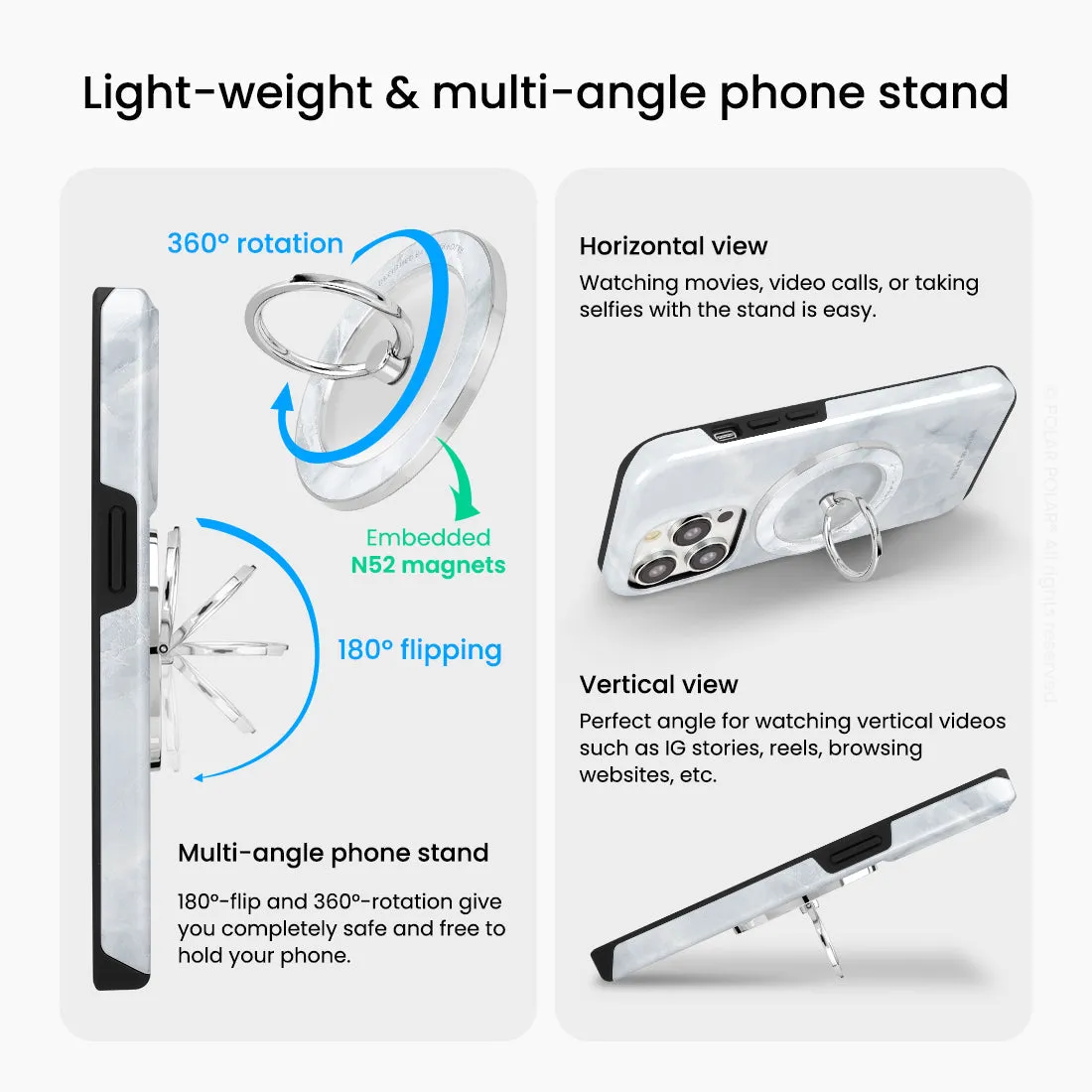 Snow Mountain - Silver MagSafe Phone Grip and Ring Holder Stand