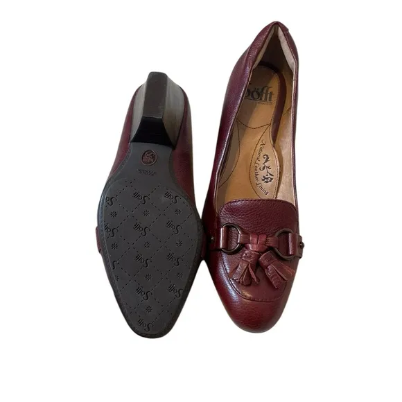Sofft Burgundy Red Leather Tassled academia Pumps 7.5