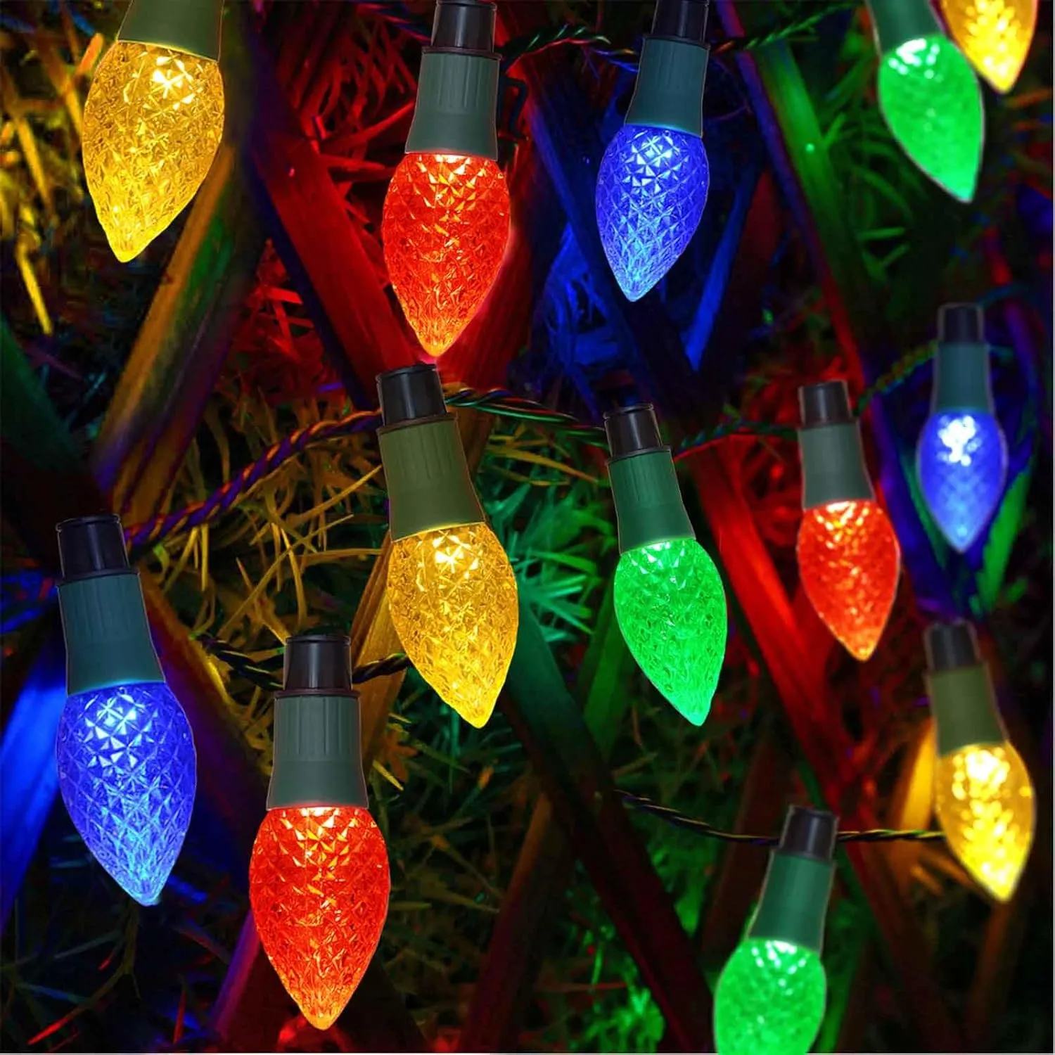 Solar Christmas Lights Pathway 20 Led C9 Outdoor 2024 Newest 2-In-1 String
