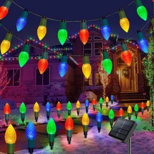 Solar Christmas Lights Pathway 20 Led C9 Outdoor 2024 Newest 2-In-1 String