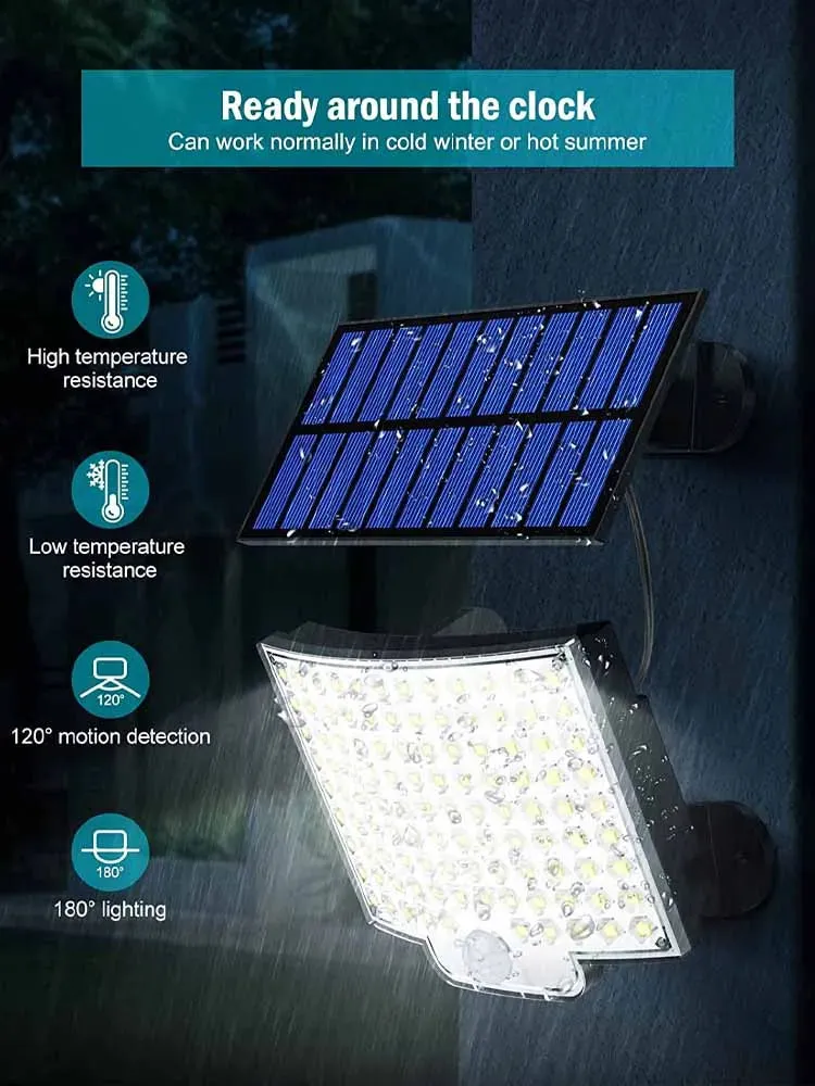 Solar Light Outdoor Waterproof with Motion Sensor Floodlight Remote Control