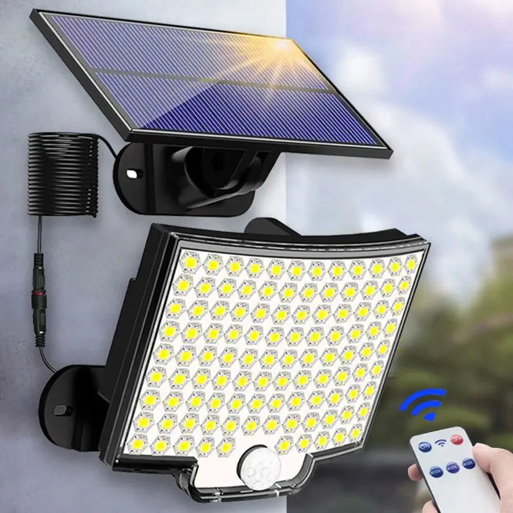 Solar Light Outdoor Waterproof with Motion Sensor Floodlight Remote Control