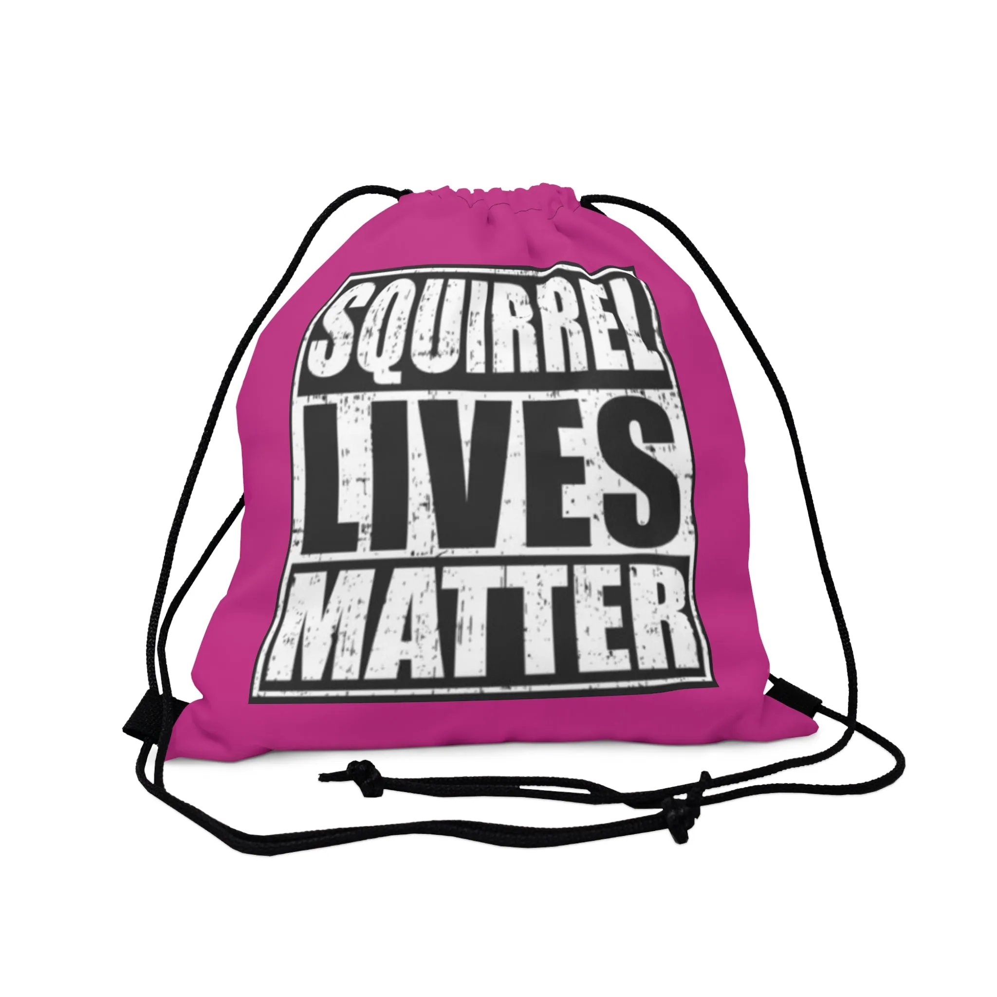 Squirrel Lives Matter Outdoor Drawstring Bag (Pink)