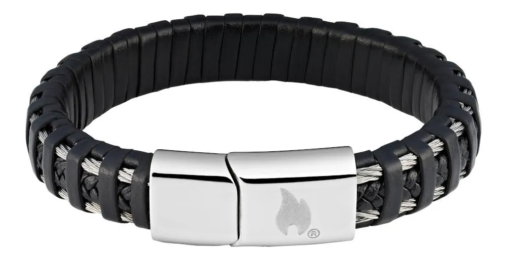 Steel Braided Leather Bracelet