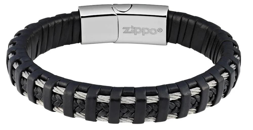 Steel Braided Leather Bracelet