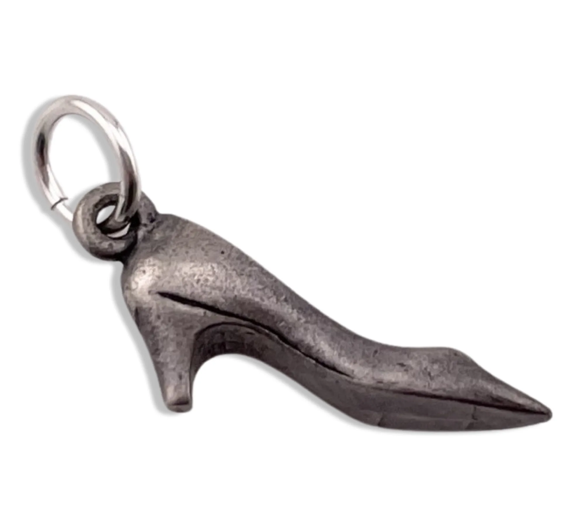 sterling silver 3D kitten heel shoe pendant