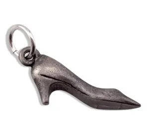 sterling silver 3D kitten heel shoe pendant