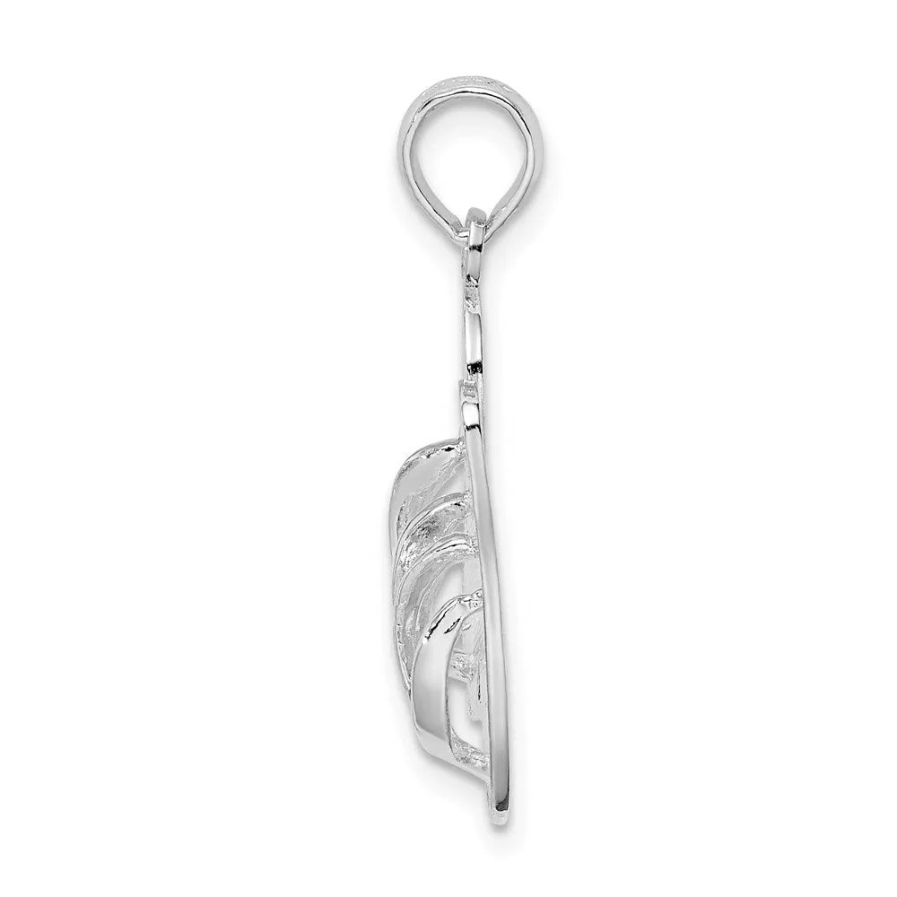 Sterling Silver Polished/Textured Key West Flip Flops Pendant