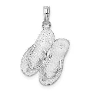 Sterling Silver Polished/Textured Key West Flip Flops Pendant