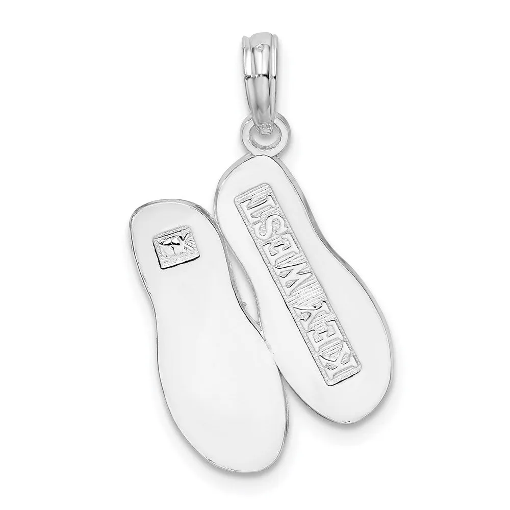 Sterling Silver Polished/Textured Key West Flip Flops Pendant