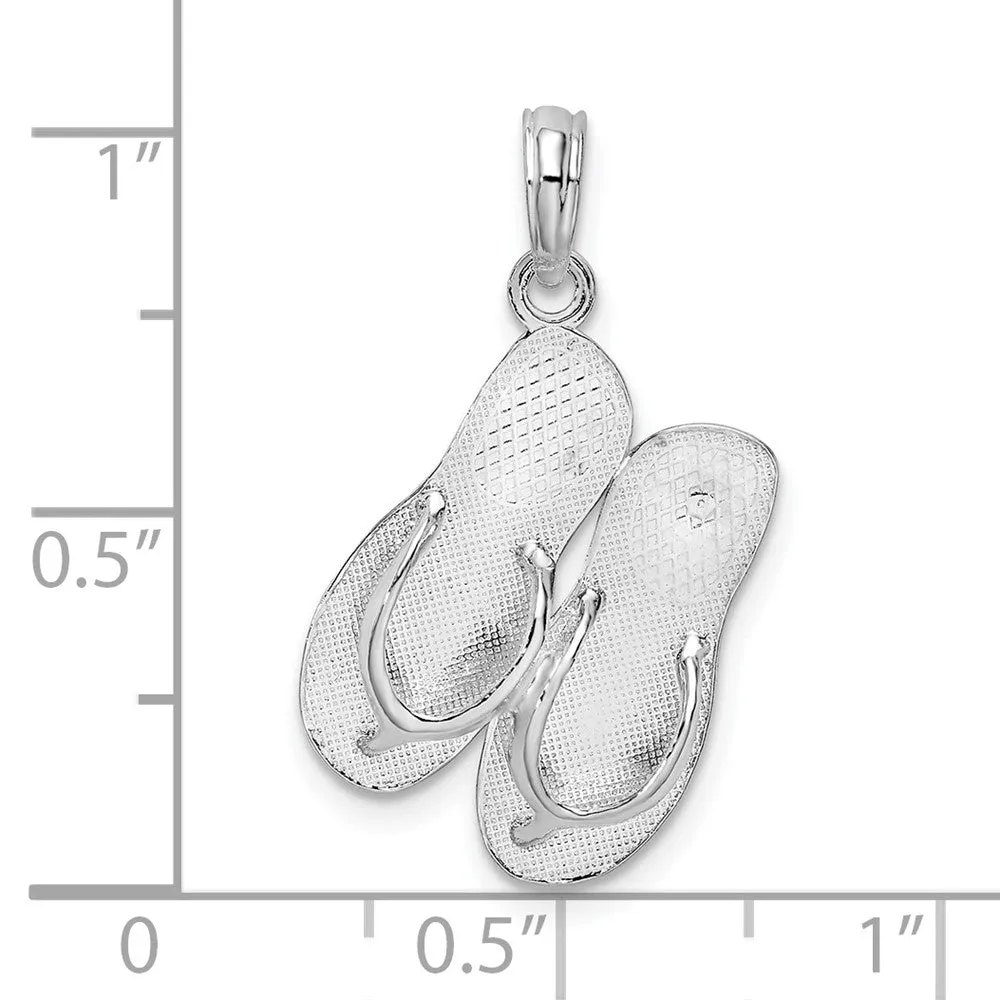 Sterling Silver Polished/Textured Key West Flip Flops Pendant
